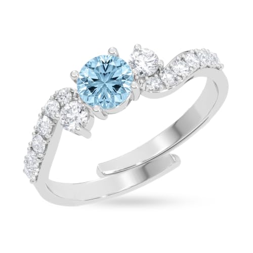 Image of Clara 925 Sterling Silver Blue Zirconia Adjustable Ring for Women