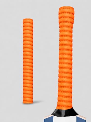 Image of Professional Cricket Bat Handle Coil Fluorescent Grips with Better Shock Absorption | Cricket Accessories Bat Handle Grips, Pack of 1 (Orange)