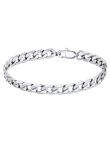 PROSTEEL Gourmette Homme Acier Inoxydable 19cm Chaîne Bracelet en Maille 6mm Rapper Style