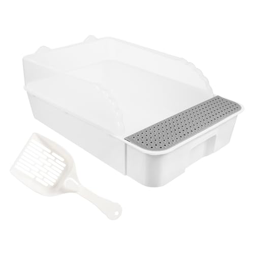 LIOOBO 箱 猫のトイレ clean 流せる 猫用トイレトレーニングキット 猫トイレトレーナー 猫のハンモック ゴミ の猫砂トイレ ペット用トイレケース 丈夫な猫用便器 pp 白い