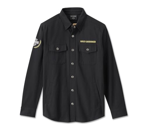 Harley-Davidson Men's Long Sleeve Button Shirt, Fairing, Black - 96461-24VM