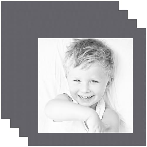 16x16 Granite/Mountain Grey Custom Mat for Picture Frame with 12x12 Opening Size (Mat Only, Frame NOT Included) - 4 Pack