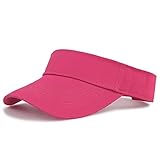 Unisex Solid Color Sun Visor Hats Lightweight Sun Visor with UV Protection for Women Men Portable Summer Visor Hats Rose Red One Size