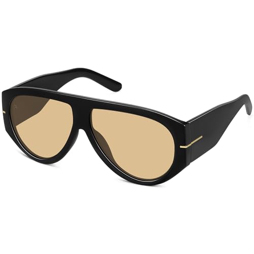 Fozono Oversized Aviator Sunglasses for Women Men UV400 Protection Retro Trendy Big shades for Driving Traveling for All Faces 70s
