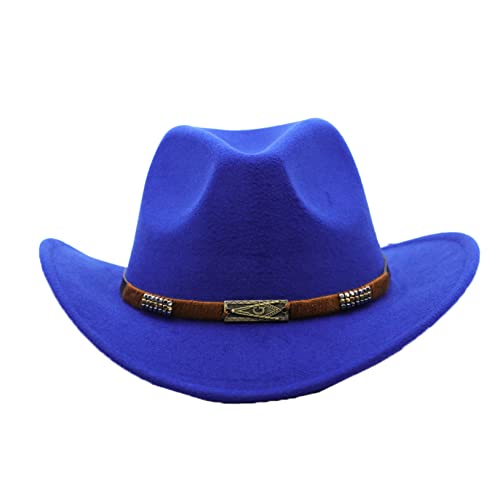 Ebricon Thickened Wool Cowboy Hat Curling Brim European American Jazz Felt Hat Western Cowgirl Hat For Women Outdoor Travel Purple #TOP4