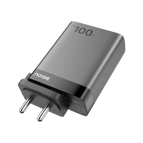 Image of Noise GaN Charger 100W + Type-C to Type-C 100W Braided Cable (1M): 4 Ports (3 USB-C Type, 1 USB-A), Super Fast Charging, Supports All iPhones, Android (Black)