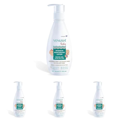 Image of VENUSIA Dr. Reddy's Baby Intensive Moisturizing Lotion | Safe, Hydrating and Gentle | Goodness of Shea, Aloe, Cocoa and Mango Butter | Soothes Baby Skin | 300g (Pack of 4)
