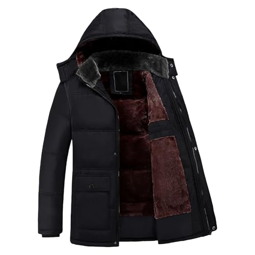 Manteau d'hiver matelassé doublure polaire parka thermique homme noire