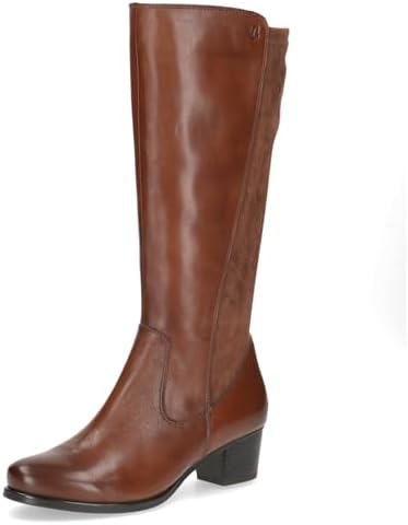 CAPRICE Damen Stiefel mit Blockabsatz Stretch-Schaft, Braun (Cognac Comb), 40.5 EU