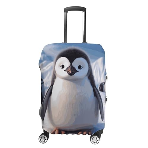 Cute Penguin Luggage Cover, Washable Elastic Suitcase Cover Protector Fit 18-32 Inch Luggage