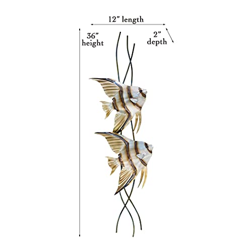 T.i. Design Angelfish Pair Vertical Facing Right Contemporary Coastal Metal Wall Decor #TOP5