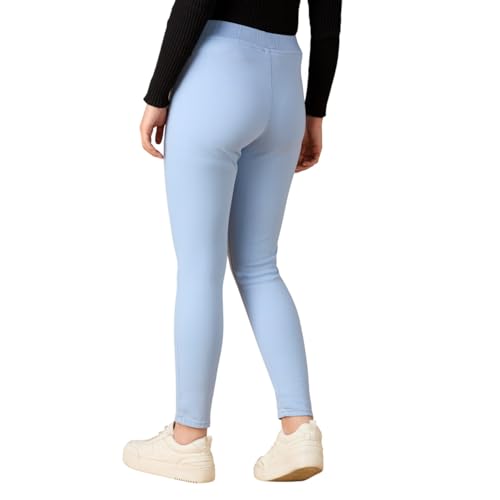 Image of 4FLIES Women's High Waist Jeggings | Super Combed Slim Fit Ankle-Length Pants with Elastic Waistband | Comfortable Denim Look Leggings for Casual, Travel & Office Wear