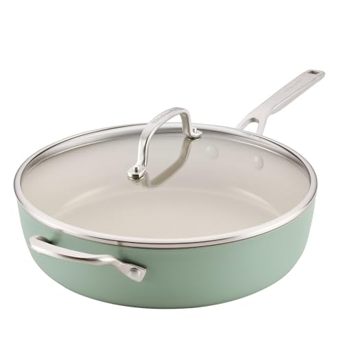 Image of KitchenAid Hard Anodized Non Stick Ceramic Frying Pan 5-Qt, Cardamom