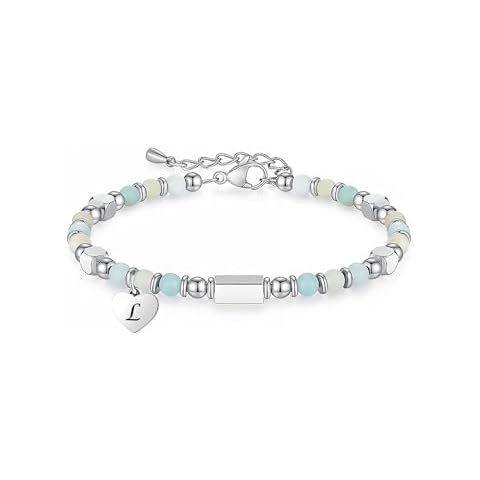 TOLOWOBK Initial Amazonite Beaded Bracelet Cover