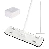 CLEANHOME フロアワイパー 本体 フロアモップ 拭き掃除 業務用 幅さ40cm 4段ポール 長さ調節 40cm-120cm 雑巾ワイパー 水拭きモップ 乾湿両用 ベランダ 玄関 床 窓 フローリングワイパー 掃除道具 ドライシート8枚入 （ホワイト）