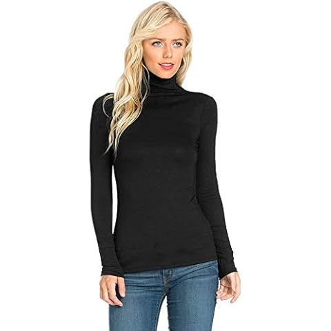 Candid Styles Womens Ladies Polo Roll Neck Long Sleeve Turtle Neck Plain Jumper Top 8 26, M/L 12-14, Black… Cover