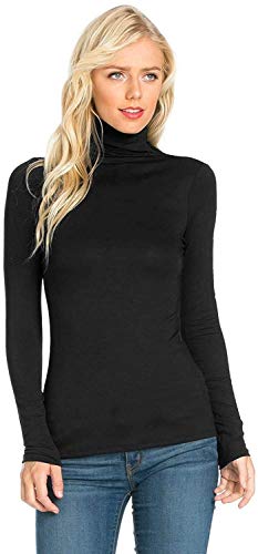 Candid Styles Womens Ladies Polo Roll Neck Long Sleeve Turtle Neck Plain Jumper Top 8 26 M/L 12-14 Black