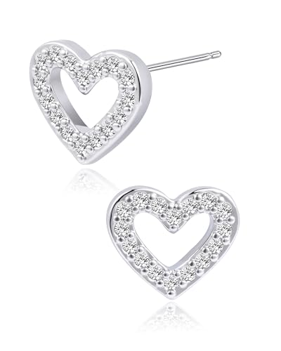 Silver Plated Heart Stud Earrings