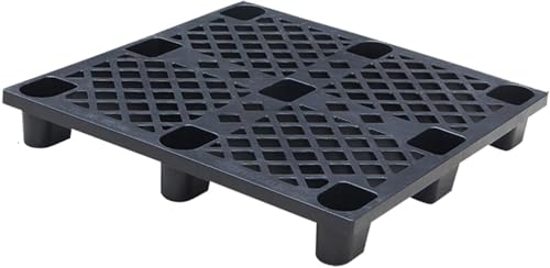 GPECTIFO Palets de Polietileno Palets de plástico Ligeros Palets de plástico anidados Palets de plástico de Seguridad Estanterías de Almacenamiento de almacén Apilamiento fácil(Black-2pack)