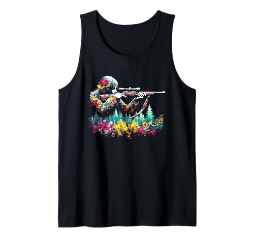 Mujer Hunter Floral - Vintage Deer Hunting Lover Camiseta sin Mangas