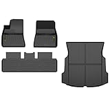 PIT66 Floor Mats Cargo Liners Accessories Compatible with Tesla Model 3 2017 2018 2019 2020 2021 2022 2023 (Heavy Duty) 4-Piece Premium All Weather Automotive TPE Liners