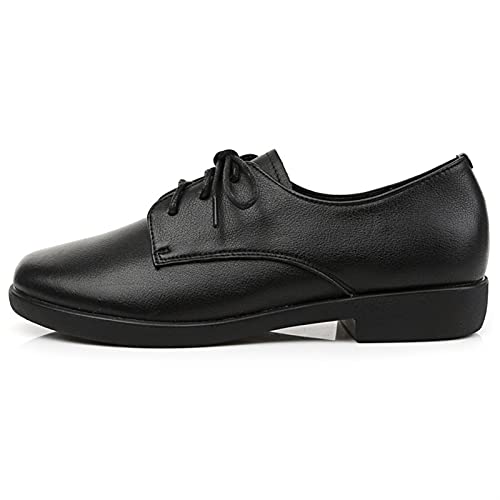 Sapatos formais pretos empilhados baixos com cadarço Sapatos formais vestido Oxfords para mulheres d