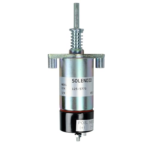 125-5773 12VDC Fuel Shut Off Solenoid Compatible with Caterpillar Engine SR4 3204 3304 3304B 3306 3306B 3306C 3406C 3406B 3306B HT400-2 Terminals Replace 8C-9986 1255773 SOL22103