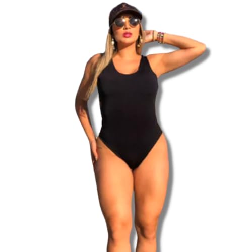 Biquini Maio Feminino Praia Body Elastico Nas Costas Preto (BR, Alfa, M, Regular, Preto)