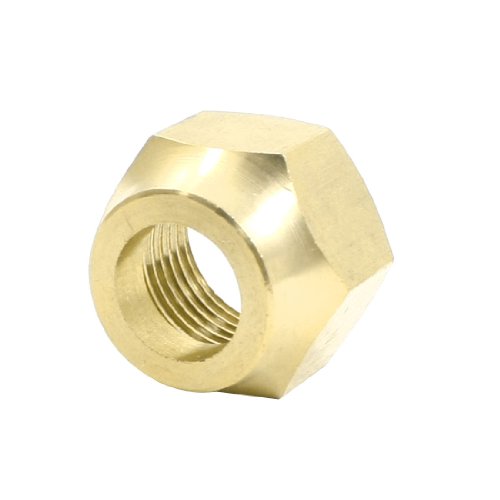 Aexit Gold Tone Nuts Brass 17.3mm Female Threaded Hex Head Grub Screw Panel Nuts Nuts 12.7mm
