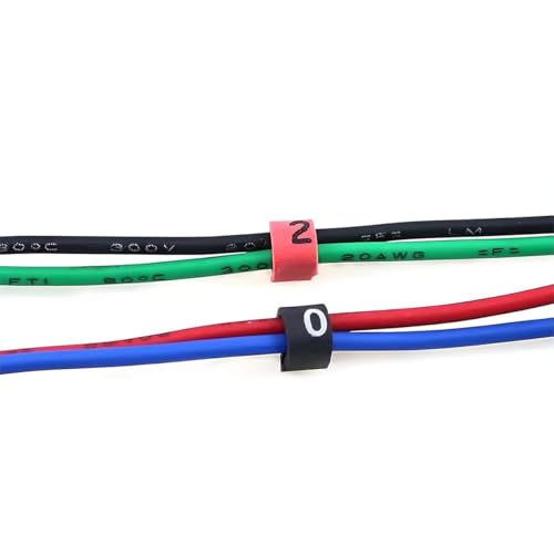 Namvo 500 Stück EC-0-Kabelmarker, 0 bis 9, digitales Farbmarkierungswerkzeug für 1,5 mm² Nummernrohr, Verdrahtungsidentifikation, Drahtisolationshülse, PVC, flammhemmendes Drahtnummernrohr