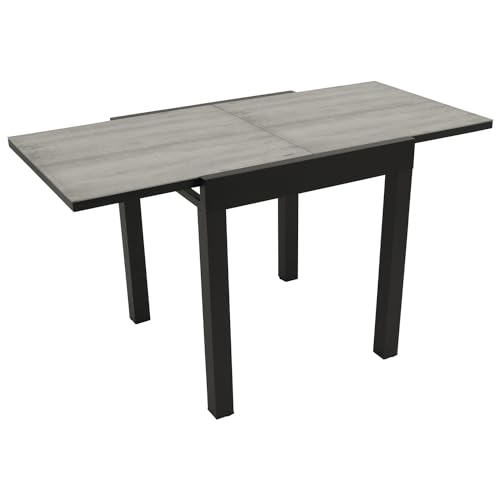DEGAMO Balkontisch FARO aus Aluminium anthrazit und Glas in Keramtikoptik hellgrau, 70x70cm, ausziehbar auf 140cm, Höhe 75cm, Outdoor DEGAMO Balkontisch FARO aus Aluminium anthrazit und Glas in Keramtikoptik hellgrau, 70x70cm, ausziehbar auf 140cm, Höhe 75cm, Outdoor