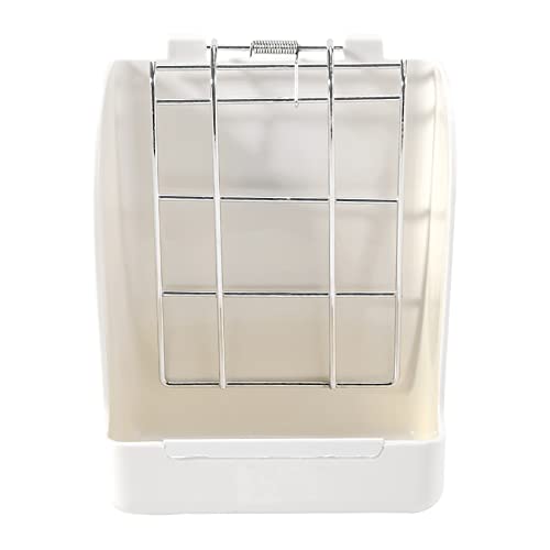 Jkjhbhged Rabbit Grass Frame Hay Feeder Manger Rack for Rabbit Guinea Pig Fixed Flip-Up Holder Grass Basket Small Pet, White