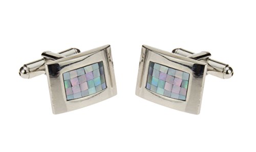 Mancuernillas para Hombre con Nácar en Acero Inoxidable miniatura 2