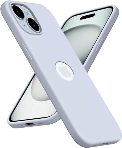 Image of Elzzi Microfiber Logo Cover Compatible for iPhone 13 Case Liquid Silicone Cases Full Body 4 Layer Protective Covers Shockproof Back Cover (Mist)
