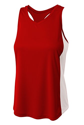 Débardeur pacer A4 femmes maillot de course à pied racerback rouge et blanc