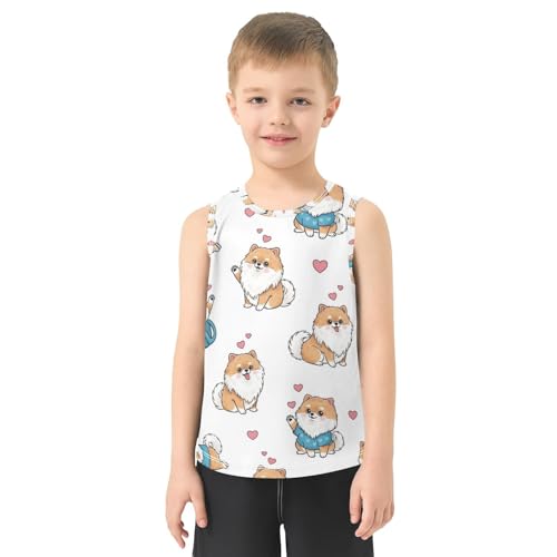 J JOYSAY Valentine Puppy Dog Heart Boys Tank Top Sleeveless Muscle Shirts Quick Dry Workout Sport Active Kids T-Shirts 3-15T2