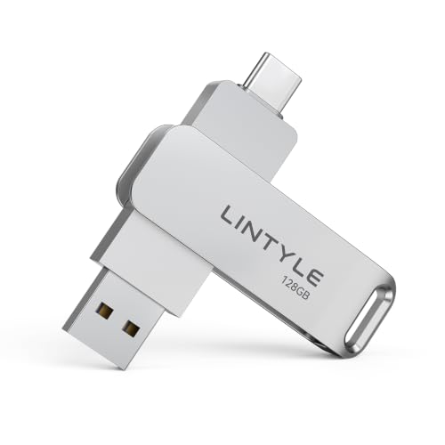 LINTYLE 128GB �O�t��SSD�t���b�V���h���C�u �f���A���h���C�u �ő�450MB/�b�B | 3.2 Gen1 �����O�t���n�[�h�h���C�u�A���^���n�E�W���O�A�X�C�x���f�U�C���A�f���A��USB-C&USB-A�W�����v�h���C�u�B