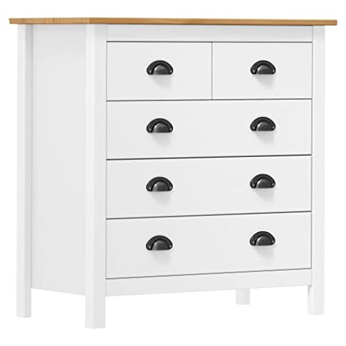 INLIFE Buffet Hill Range Blanc 79x40x80 cm Bois de pin Solide (20.05kg)-I8918