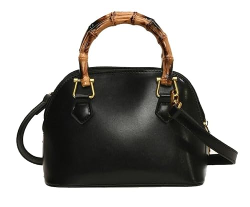 VZXATYOP Bolso Cruzado con Asa De Bambú De Moda Primaveral para Mujer - Bandolera De Ante Y Tote Multifuncional para Viajes De Vacaciones Y Uso Diario(Black)