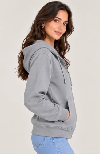 Image of SANE ORIGINALS Women's Cotton Blend Fleece Zip Up Hoodie Sweatshirt, Warm Winter Full Zip Jacket with Kangaroo Pockets