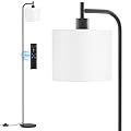 SIBRILLE Floor Lamp with Linen Shade, Dimmable Tall Standing Lamp with Remote Control & 3 Color Temperatures, Modern Corner Floor Lamps for Living Room Bedroom Office, 9W LED Bulb Included