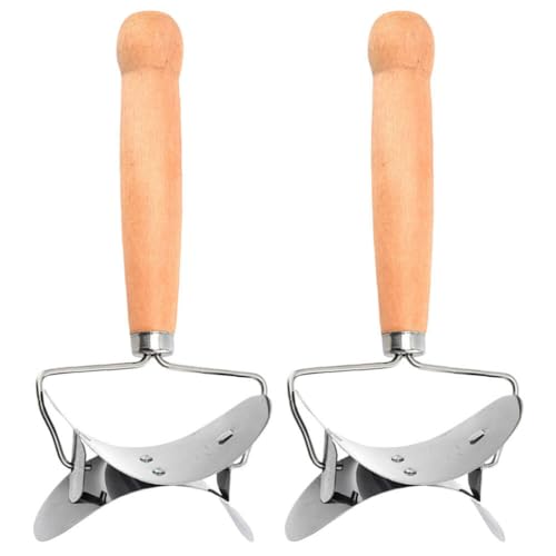 Alipis 2pcs Stainless Steel Dumpling Skin Cutter with Wooden Handle Ergonomic Dough Tool for Making Dumplings Biscuits and Pies Kitchen Gadget for Easy Use