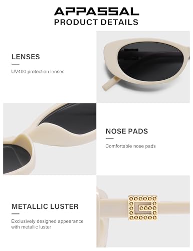Retro Oval Sunglasses for Women with Small Faces, Vintage Cat-Eye Sun Glasses with Gold Accents AP3754