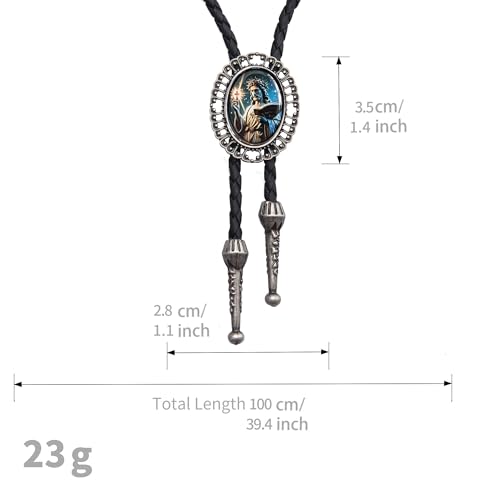 Image of AZORA Western Cowboy Bolo Tie Men Leather Necktie Leather Cord Turquoise Stone Bolo Ties for Men Women