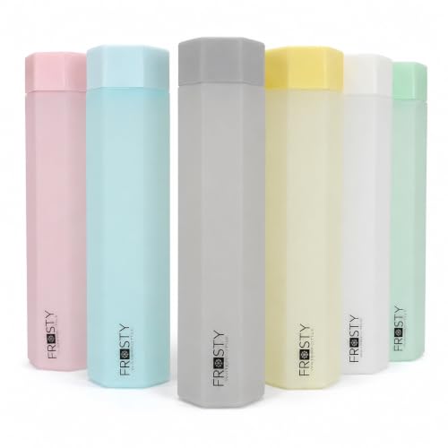 Image of Frosty Octagon Fridge Bottle Set of 6, 1 Litre Plastic Water Bottle Set for Fridge, Reusable Fridge Water Bottle Set for Home & Kitchen