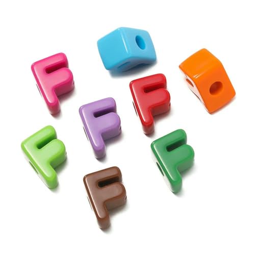 GVEKJ 10 pezzi/lotto multicolore grande foro acrilico perline lettera bambini artigianato ornamento alfabeto distanziatore collana accessori fai da te gioielli-F