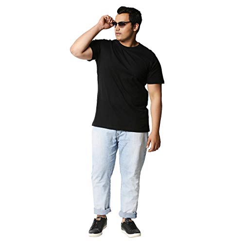 Image of Bewakoof Men's 100% Cotton Solid Regular Fit Round Neck Plus Size T-Shirt