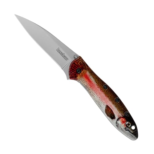 Image of Kershaw Leek, BlackWash Pocket Knife (1660BLKW); 3 Sandvik 14C28N Steel Blade, 410 Stainless Steel Handle, BlackWash Finish, SpeedSafe Assisted Open, Frame and Tip Locks, Reversible Pocketclip; 3 OZ