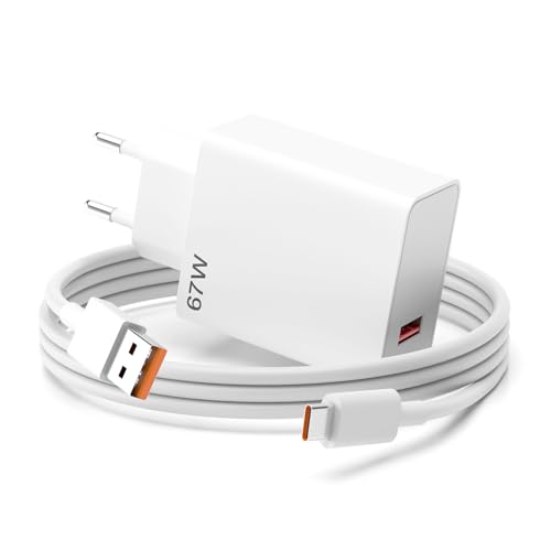DECSZDY 67W USB C 6A ladegeräte Netzteil Kompatibel mit Xiaomi 17T 15T 14T 13T Lite 12T Redmi Note 15 14 13 12 11 10 9 Pro 5G Poco F7 F5 F4 X7 X6 M7 M6 X5 Pro C75 A5 A3 13 15C K60 K50 Handy ladegeräte