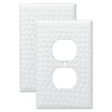 Monarch Abode Duplex Outlet Cover Plate – 1-Gang White Plug Wall Plates, Electrical Outlet Cover Plates, Electric Outlets Covers, Hand Hammered Decorative Outlets Covers Wall Plate, Pack of 2